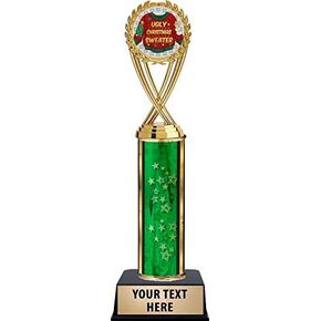 Crown Awards Ugly Christmas Sweater Trophies, Personalized Green Ugly Christmas Sweater Trophy, Your Own Engraving Included Prime