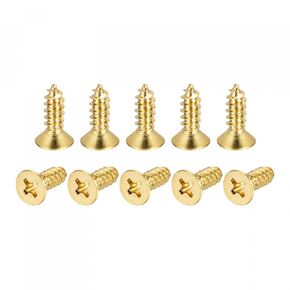 uxcell Brass Wood Screws, M5x20mm Phillips Flat Head Self Tapping Connector for Door Hinges, Wooden Furniture, Home Appliances 48Pcs