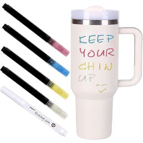 Glitter Paint Pens for Stanley Cup, DIY Drawing Pen for Tumbler, Eco-Friendly Multipurpose Graffiti Pen, Used for Doodling Cups, Marking Cups, and Writing Names(Waterproof and Non Fading)
