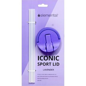 Elemental Iconic Sport Lid Replacement & Straw Pack, Fits all 14oz, 20oz, and 32oz Iconic Water Bottles - Lavender