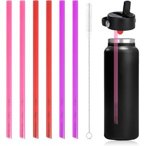 6pcs Replacement Straws for Hydro Flask Wide Mouth Bottle 32oz, BPA-Free Reusable Plastic Straws for Hydroflask 18/40/64oz Straw Lid Tumbler Replacement Accessories(Pink, Red, Purple)