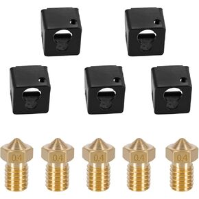 KOYOFEI 5 قطع فوهات 0.4 مم و5 قطع من الجوارب السيليكون، أجزاء طابعة ثلاثية الأبعاد غطاء سيليكون Hotend لطابعات Anycubic Kobra، Mega، Mega S، Mega X، Chiron FDM ثلاثية الأبعاد in Kuwait