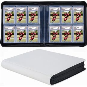60 Pockets Graded Card Binder, Toploading PSA Slab Holder Album, PU Leather Graded Card Storage Binder, Premium 6 Pocket PSA Card Binder Album with Sleeves (Black)