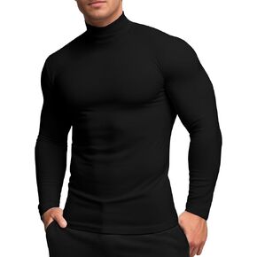 Mens Mock Turtleneck Long Sleeve Shirts, Mock Neck Thermal Base Layer