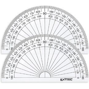 Protractor 2 Count - Protractor for Geometry, 6 Inch Clear Plastic, Protractor for Woodworking, Protractors Classroom Set - 180 Degrees Math Protractor, for School and Office