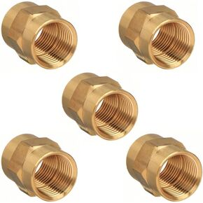 Brass Coupler, 3/8" Female x 3/8" Female NPT, (5 Pack)