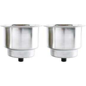 DasMarine Stainless Steel Cup Drink Holder with Drain for Marine Boat RV Camper (2 pcs)