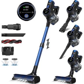 V8 Cordless Vacuum Cleaner, Powerful Suction Stick Vacuum, 55Mins Runtime, Wireless Lightweight Handheld Vacuum Cleaner for Home, Hardwood Floor, Carpet, Car, Pet Hair Cleaning (Red)