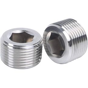 Yoebor Metric 9 Sizes 304 Stainless Steel Pipe Fitting, Hex Socket Countersunk Plug Assortment Kit, M8-M24,18Pcs