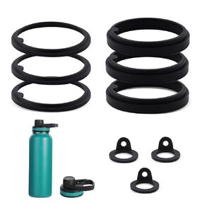 9pcs Water Bottle Gasket Replacement for Thermoflask 40oz, Airtight Silicone Sealing Rings Gaskets Seal Accessories Parts Silicone Gaskets for Straw Lid Chug Cap & Spout(Black)