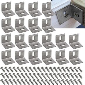 CNQLIS 20 Pcs Table Fasteners, Corner Adjustable Braces, Wood Table Fasteners, Wood Table Angle Mounting Brackets with 60 Screws