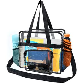 12x12x6 Clear Stadium Bag, Clear Crossbody Tote Bag Stadium Approved with Zipper for Concert Travel Toiletry