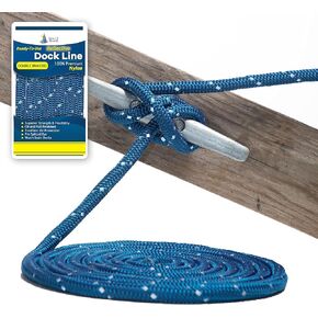 5/8" x 25' Royal Blue - Reflective Double Braided Nylon Dock Line - for Boats up to 45' - Long Lasting Mooring Rope - Strong Nylon Dock Ropes for Boats - Marine Grade Sailboat Docking Rope