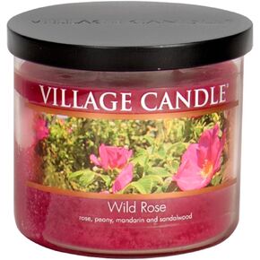 Village Candle Wild Rose Large Tumbler Glass Jar, Scented Candle, 19 oz., Pink