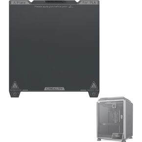 Creality Upgraded K1C Smooth PEI Build Plate Kit (235 * 235mm), Without Soft Magnetic Sticker, Wipe Nozzle Design, Wear-Resistant and High-Temperature, 3D Printer Platform for K1C