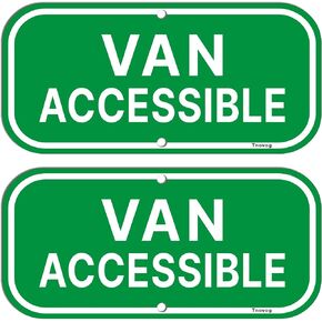 Van Accessible Signs | 12 x 6 Inches Van Accessible Parking Signs Rust-Free Aluminum Van Accessible Signs For Parking Lot, Weatherproof, UV Protected, Easy To Install, 2 Pack