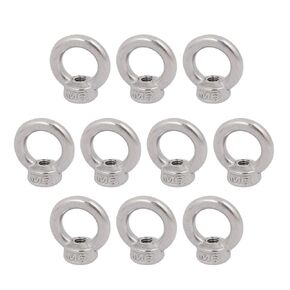 uxcell Lifting Eye Nut M6 Female Thread 304 Stainless Steel Round Shape for Rope Fitting Pack of 10