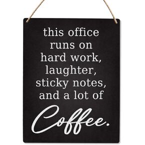 Office Wall Decor, Office Well Decor for Work, This Office Runs On Hard Work Wood Hanging Sign, Motivational Wall Decor, Office Inspirational Wooden Slogan Hanging Sign 8x10 Inch