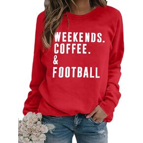 EGELEXY Football Game Day Sweatshirts Weekends Coffee and Football Sweatshirt Women Football Mom Crewneck Pullover
