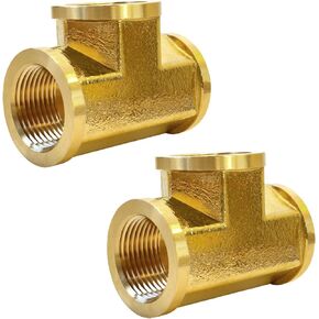 2 pcs 3/4" NPT Female T Connector, Brass Pipe Fitting, 3/4" x 3/4" x 3/4" NPT Tee Female Adapter Connect 3 Way