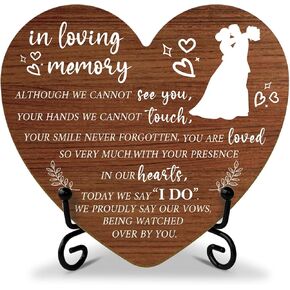 In Loving Memory Wedding Sign, Wedding Memorial Sign In Memory of Wedding Sign, Wedding Decoration for Ceremony Reception Engagement Table Centerpiece Party Desk Decor Heart Keepsake Wood Plaque -F316