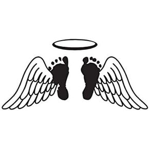 Baby Feet Memorial Angel Wings - Vinyl Decal Sticker - 7.75" x 3.75" - White