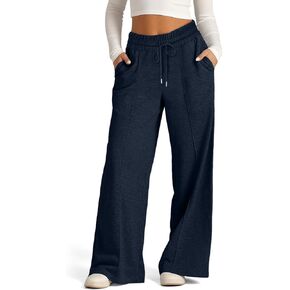 Wide Leg Sweatpants for Womens Drawstring Elastic Waist Lounge Joggers Casual Pants with Pockets