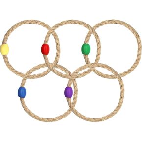 5 Pcs Multicolor Rope Ring Toss Game Replacement Parts, Outdoor Toss Rings for Speed and Agility Practice Game,Yard Games Lawn Games for Party (5 Colors-Red,Blue,Yellow,Green,Purple)