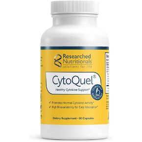 Researched Nutritionals CytoQuel - Healthy Cytokine & Physical Comfort Support Backed by Clinical Research - Turmeric Curcumin, EGCG, N-Acetyl Cysteine & Resveratrol Supplements (90 Capsules)