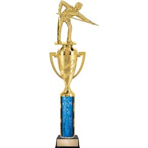 Crown Awards Male Billiards Player Trophies, 14.25" Billiards Tournament Trophy with Gold Swirl Cup Prime
