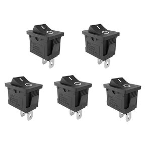 QTEATAK 5PCS KCD1 SPST Boat Rocker Switch, 2-Pin 2-Position ON-Off Self Reset Switch, Snap-in Black Boat Rocker Toggle Switch, 6A/250VAC 10A/125VAC, CE