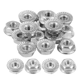 uxcell #10-24 Serrated Flange Hex Lock Nuts, 15Pcs 304 Stainless Steel Non-Slip Hexagon Flange Nut, Full Thread, Bright Finish, Silver