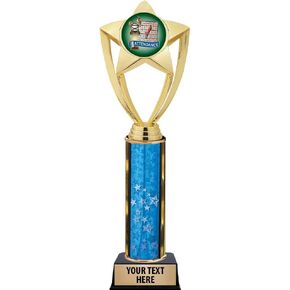 Crown Awards Attendance Trophies, 11" Gold Star Perfect Attendance Trophy with Engraving Included Prime