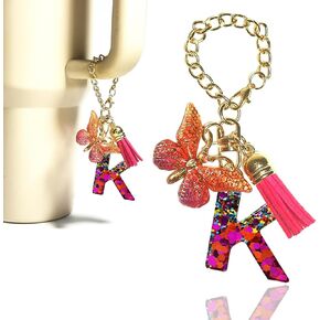 Letter Charm Accessories for Stanley Cup with Handle, Initial Chain Handle Charm for Stanley Tumbler for Women Girls