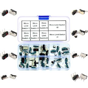 مجموعة متنوعة من مفاتيح التبديل ذات الحد الصغير، SPDT 3Pin 1NO 1NC AC 1A 125V زر ضغط لحظي مفتاح صغير صغير مع مفصل/ذراع رافعة دوارة DIP/دبابيس زاوية يمين (مفتاح ماوس محدد)
