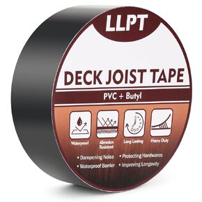 LLPT Joist Tape for Decking 2" x 50 Ft 2 Packs Beam Joist Protection Flashing Tape Heavy Duty Waterproof Butyl Sealant for Wood Decks Roof Building Joists Beams (JDT250P2)