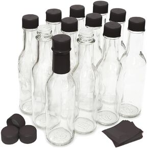 nicebottles Hot Sauce Bottles with Red Caps & Shrink Bands, 5 Oz - Case of 24