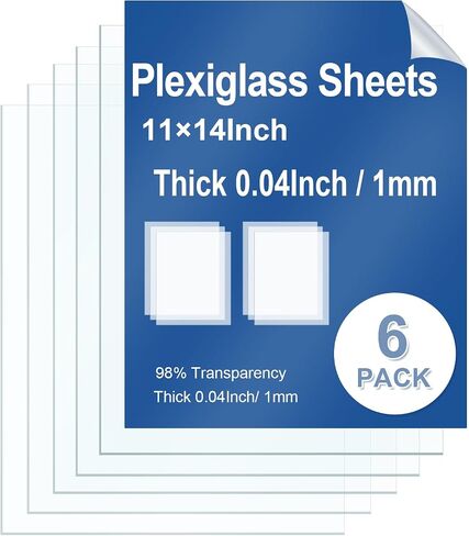 6 Pack Clear Plexiglass Sheets 8×10"×0.04" Thin PET Plexiglass Sheets for Craft Projects Easy-Process Transparent Flexible Plastic Blanks Sheeting for Picture Frames in Saudi Arabia
