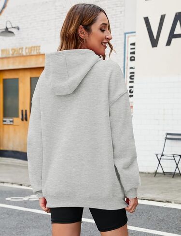 AKEWEI Womens Fleece Oversized Sweatshirt Letter Graphic Hoodies Long Sleeve Pullover Fall/Winter Clothes in Saudi Arabia