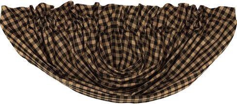 VHC Brands Black Check Balloon Valance 15x60 Country Curtains, Black and Tan in Saudi Arabia