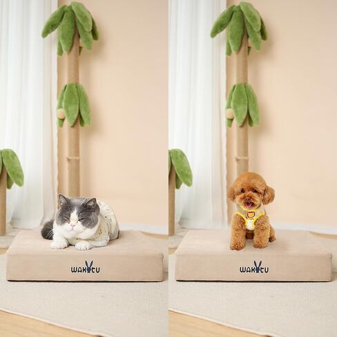 Cat Beds for Indoor Cats -Dog House for Small Dogs Or Cats,Removable Cushion with Collapsible and Foldable Puppy Pet Beds，3 Folding Methods for Indoor Outdoors (Khaki) in Kuwait