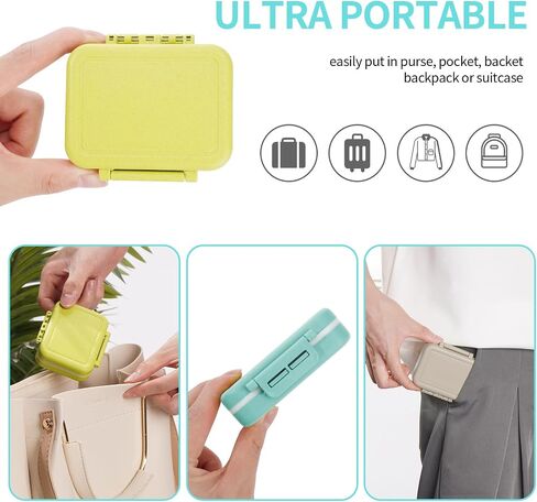 Pill Case with 3 Removable Compartments for Day Pill Organization. AM-PM Travel Pill Organizer for Vitamins, Fish Oil & Medicine. Fits Pocket or Purse (3 Pack, Khaki) in Saudi Arabia