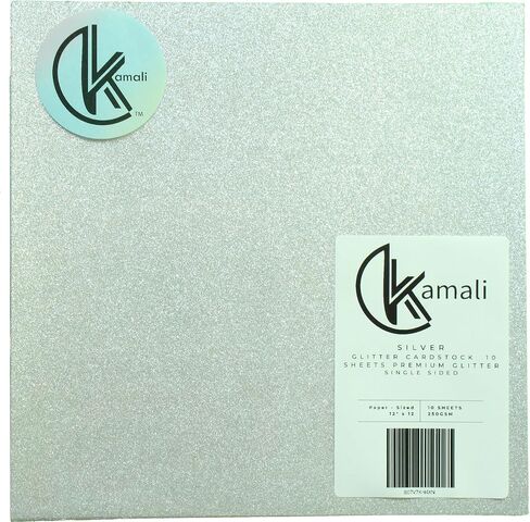 Silver Glitter Cardstock Paper 12x12 Inches, 250 GSM, 10 Sheets pack, Sparkly Front and Clean White Back, Non-Shedding, Acid-Free, for Scrapbooking, Card Making, Paper Crafts, DIY Projects in Saudi Arabia