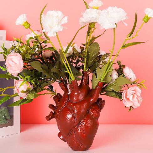 Human Heart Organ Shape Vase Creepy Halloween Home Desk Flowers Pot Decor, Medium Size 6.2" x 4.2", Black in Kuwait