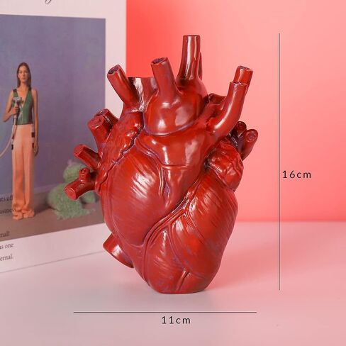 Human Heart Organ Shape Vase Creepy Halloween Home Desk Flowers Pot Decor, Medium Size 6.2" x 4.2", Black in Kuwait