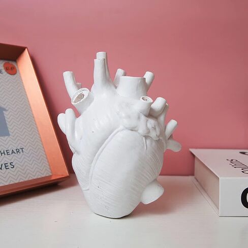 Human Heart Organ Shape Vase Creepy Halloween Home Desk Flowers Pot Decor, Medium Size 6.2" x 4.2", Black in Kuwait