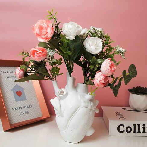 Human Heart Organ Shape Vase Creepy Halloween Home Desk Flowers Pot Decor, Medium Size 6.2" x 4.2", Black in Kuwait
