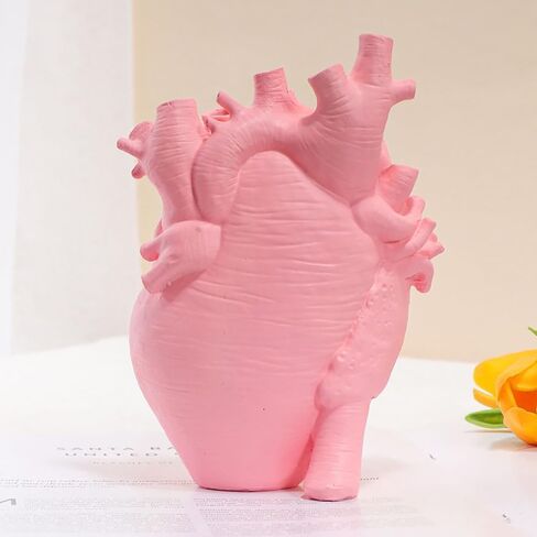 Human Heart Organ Shape Vase Creepy Halloween Home Desk Flowers Pot Decor, Medium Size 6.2" x 4.2", Black in Kuwait