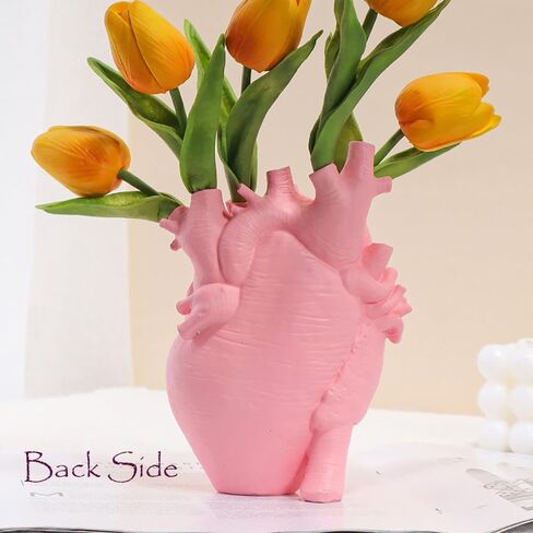 Human Heart Organ Shape Vase Creepy Halloween Home Desk Flowers Pot Decor, Medium Size 6.2" x 4.2", Black in Kuwait