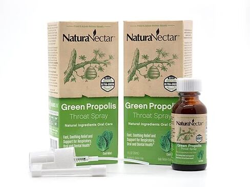 NaturaNectar Green Bee Propolis Throat Spray | Fast, Soothing Throat Care Wellness Support* | Non-Alcoholic Family Friendly Formula (2 Years and up) | Sustainable Beekeeping | Eco-Friendly (1 Pack) in Saudi Arabia